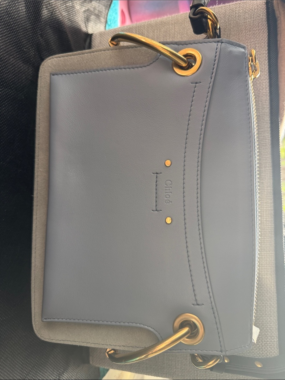 Chloé Shoulder Bag in Light Blue with Gold Hardware